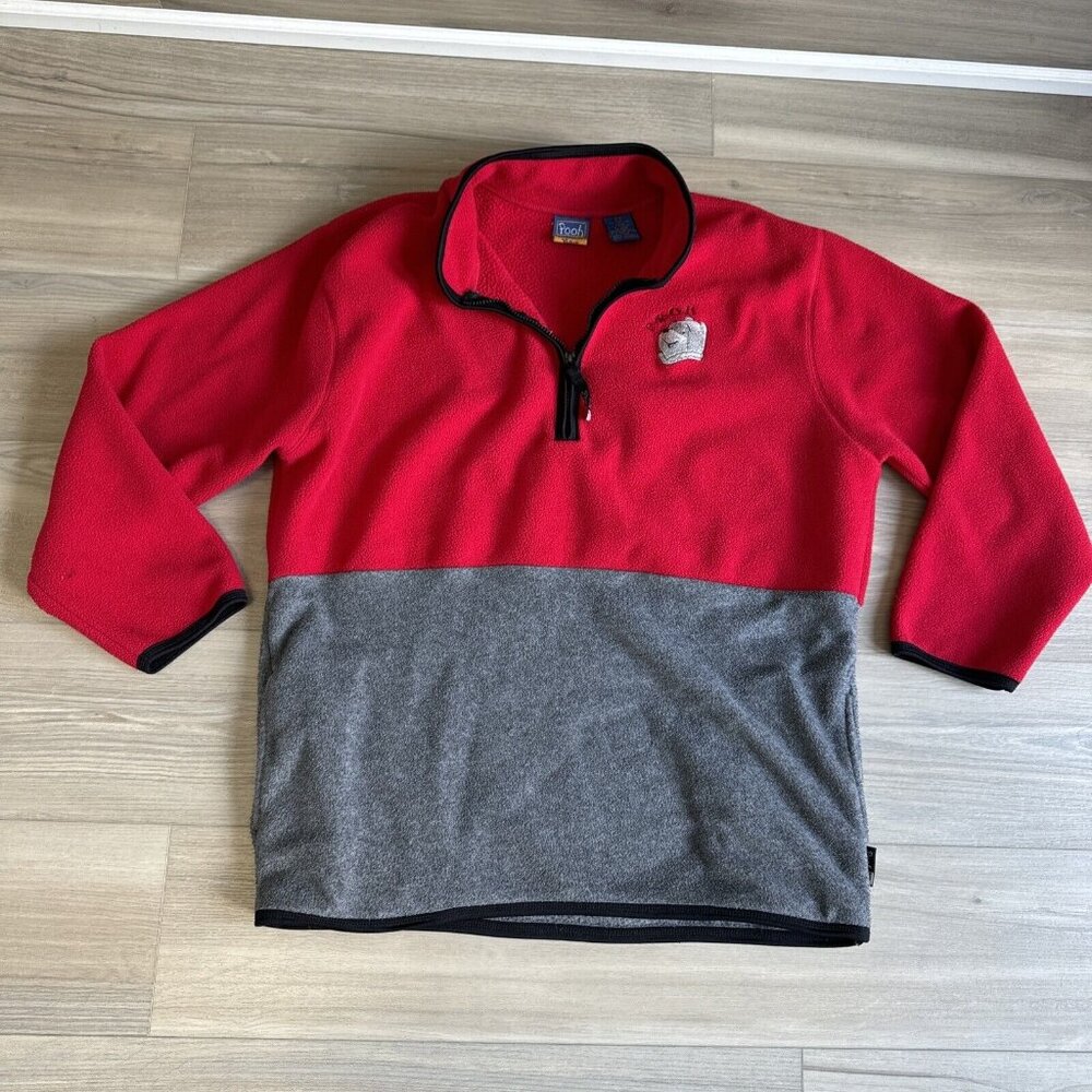Vintage WINNIE THE POOH Fleece Pullover Women’s Size 14/16 Red Gray‎ Disney